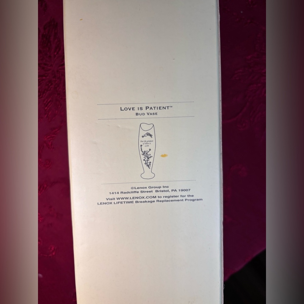 Lenox “Love Is Patient” Bud Vase | New in Box | Christian Wedding Gift Decor - Picture 2 of 4